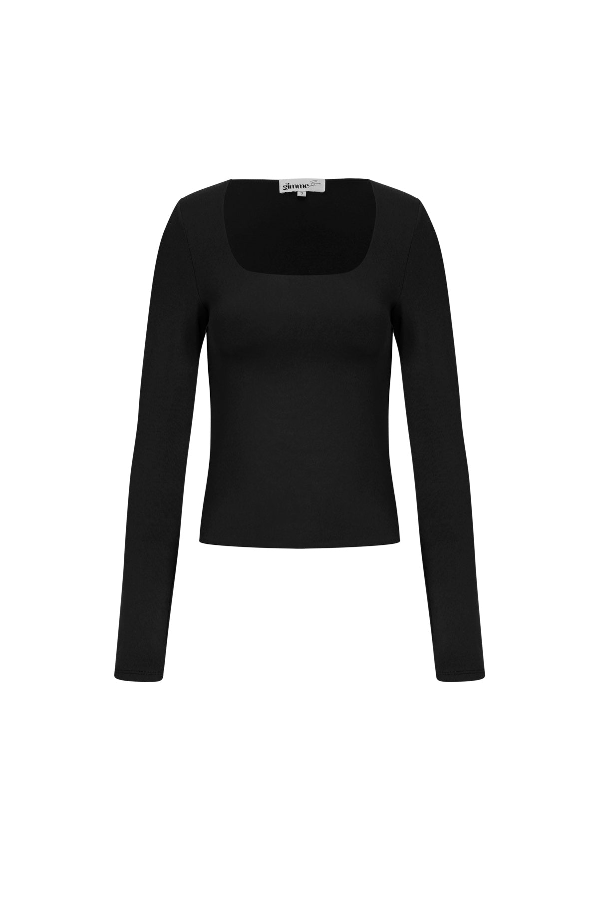Mina Longsleeve – Eckiger Ausschnitt in Schwarz – Produktansicht (2)