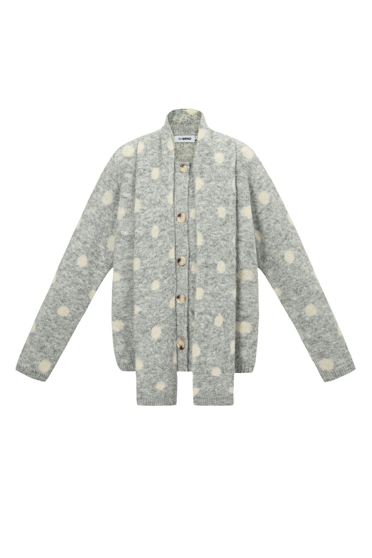 Malin Strickjacke – Schal in Grau – Produktansicht