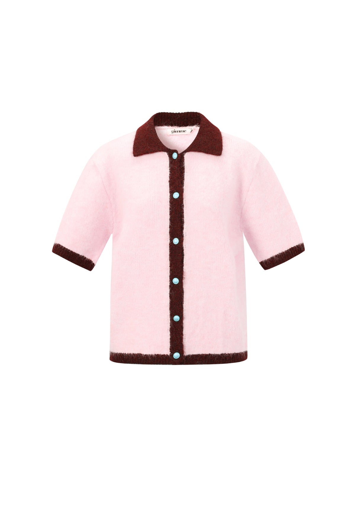 Ylva Strickjacke – Kurzarm in Rosa – Produktansicht