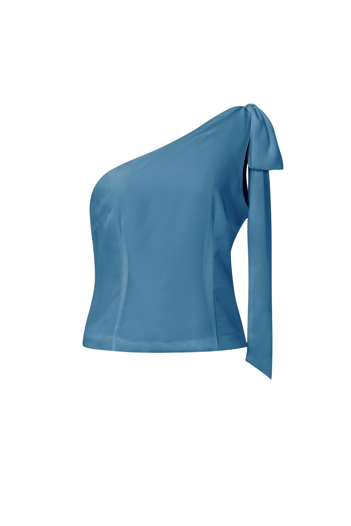 Larissa One-Shoulder-Top – Schleife in Blau – Produktansicht