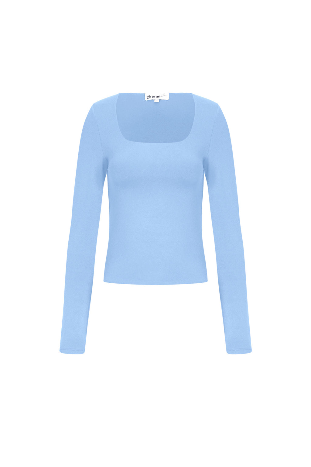 Mina Longsleeve – Eckiger Ausschnitt in Hellblau – Produktansicht (4)