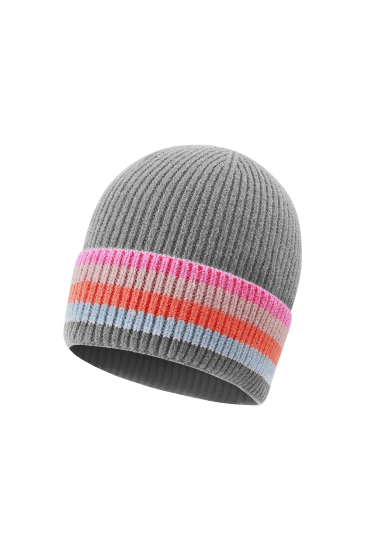 Valentina Beanie – Ringel in Grau – Produktansicht (2)