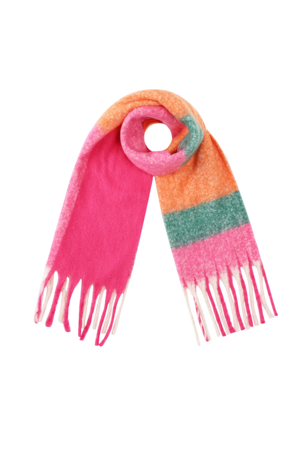 Mareike Flauschschal – Farbblock in Pink – Produktansicht