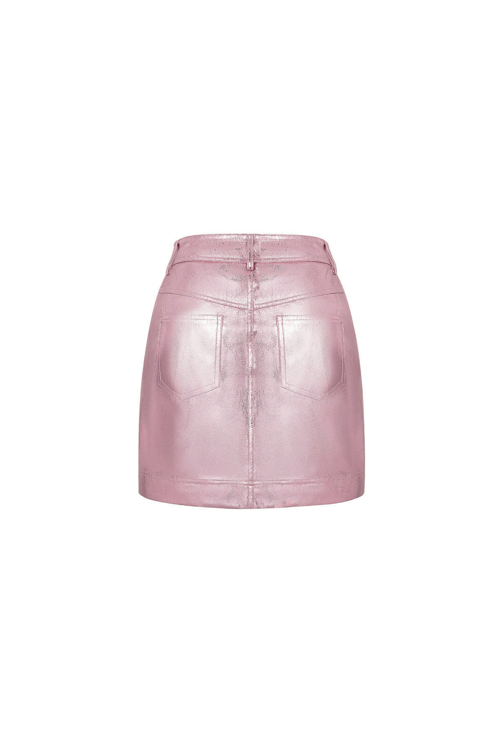 Celine Metallic-Minirock in Rosa – getragen (5)