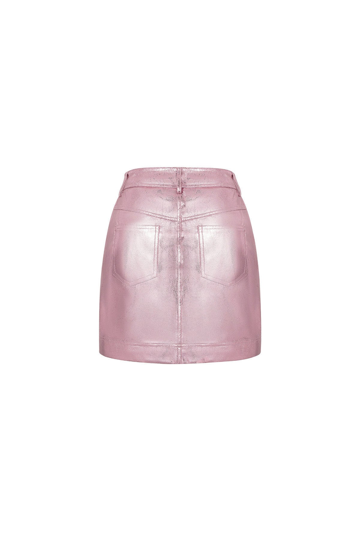 Celine Metallic-Minirock in Rosa – getragen (5)