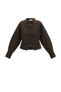 Nora Strickjacke – Military in Dunkelbraun – Produktansicht