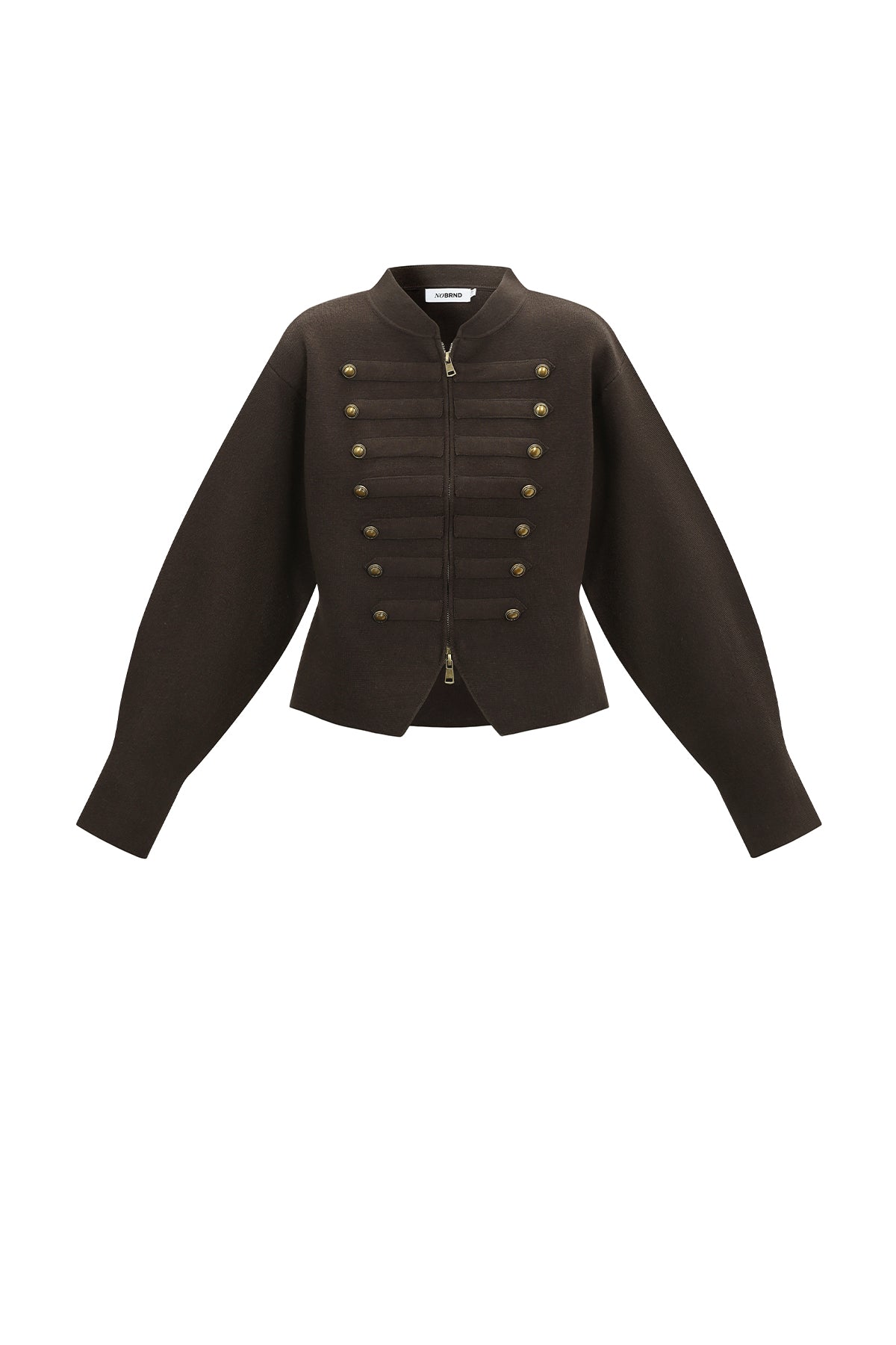 Nora Strickjacke – Military in Dunkelbraun – Produktansicht