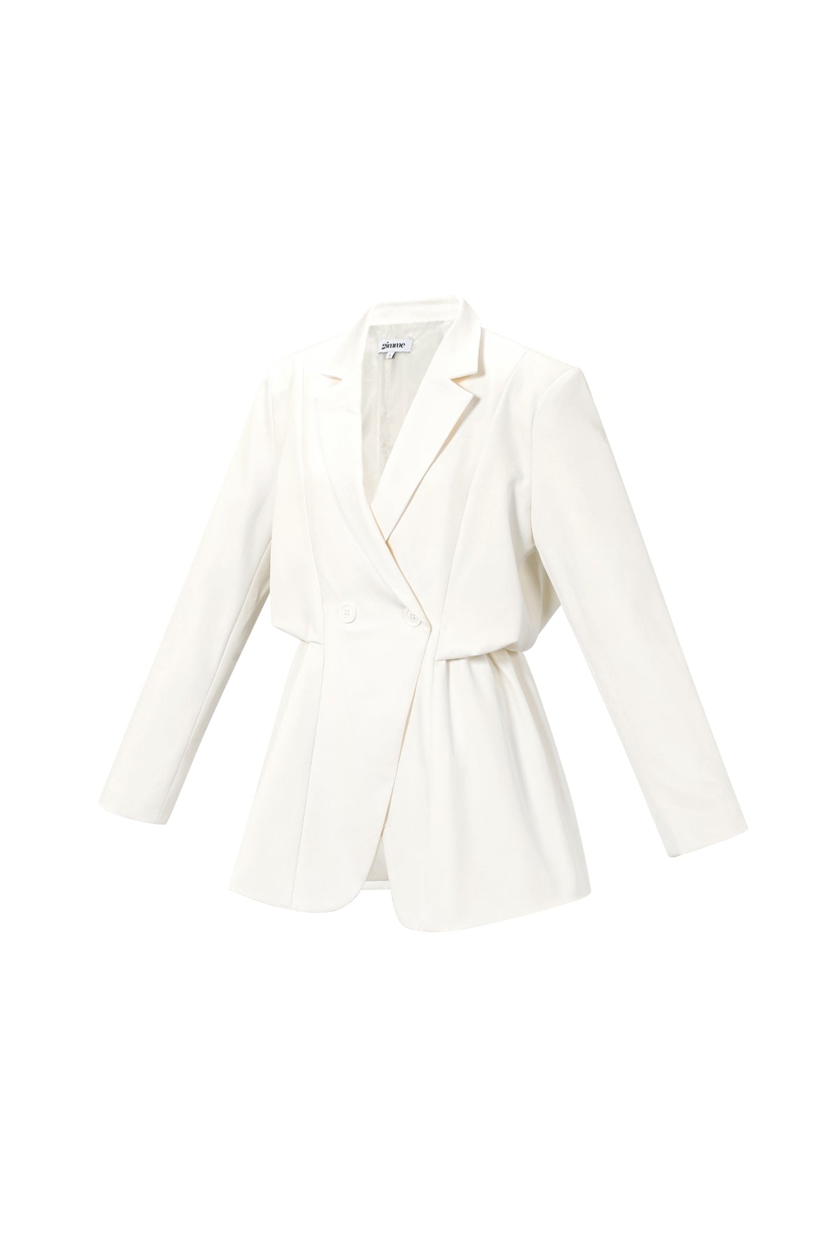 Charlotte Blazer – Gerafft in Creme – getragen (5)