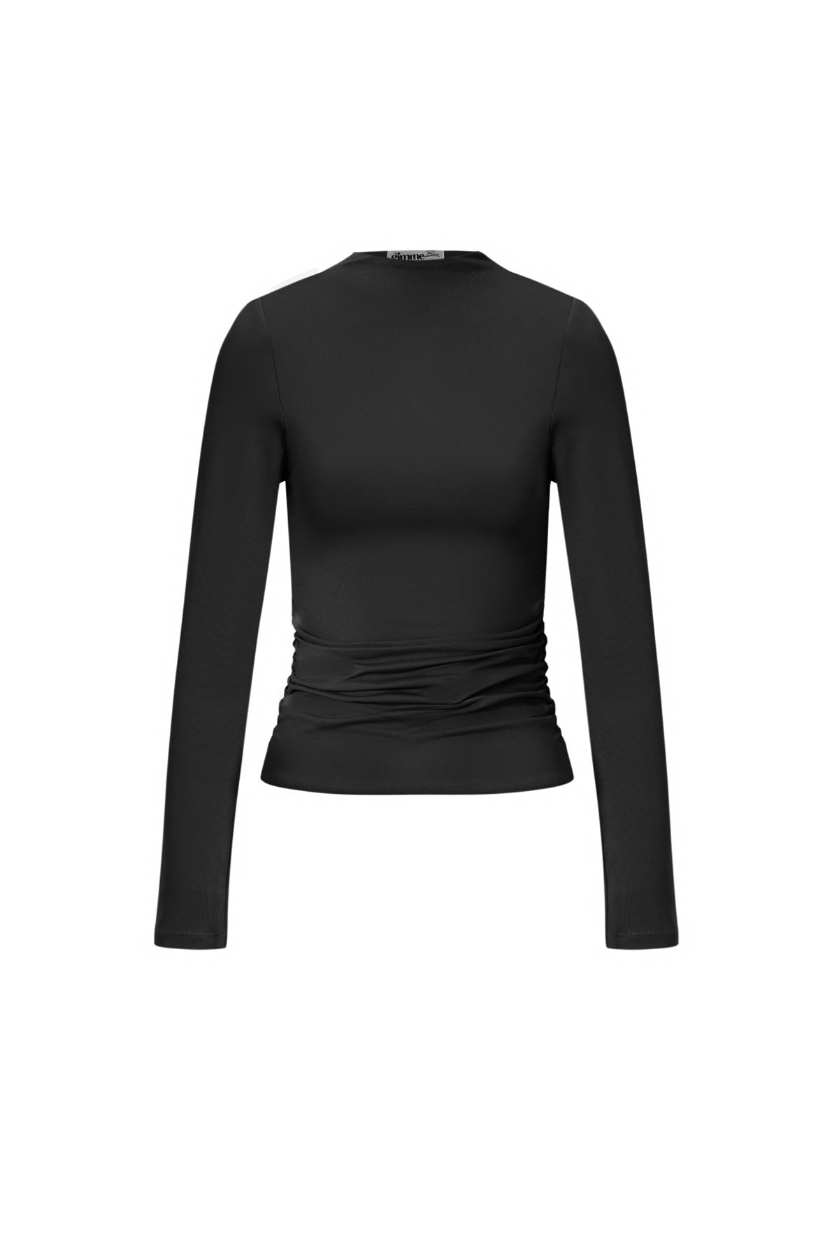Enya Longsleeve – Raffung in Schwarz – Produktansicht
