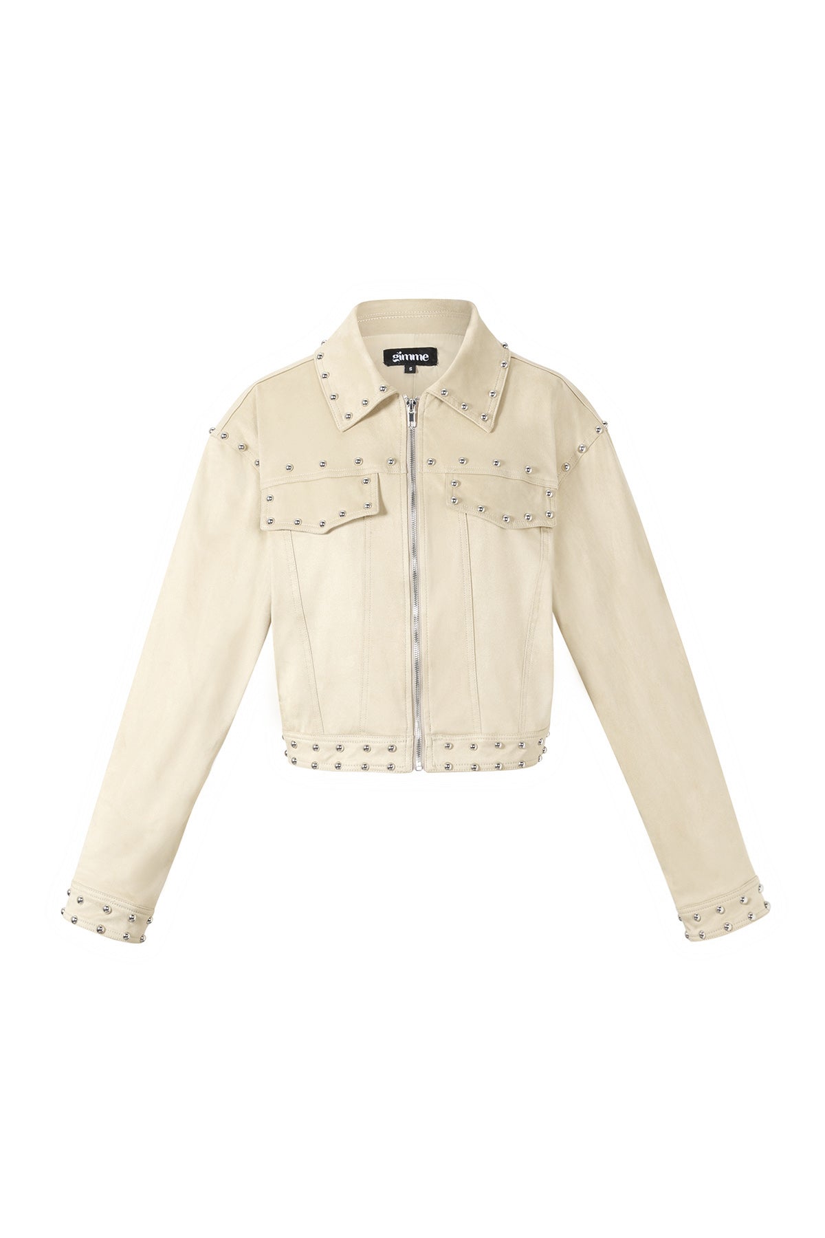 Jolina Jacke – Nieten in Beige – Produktansicht (2)
