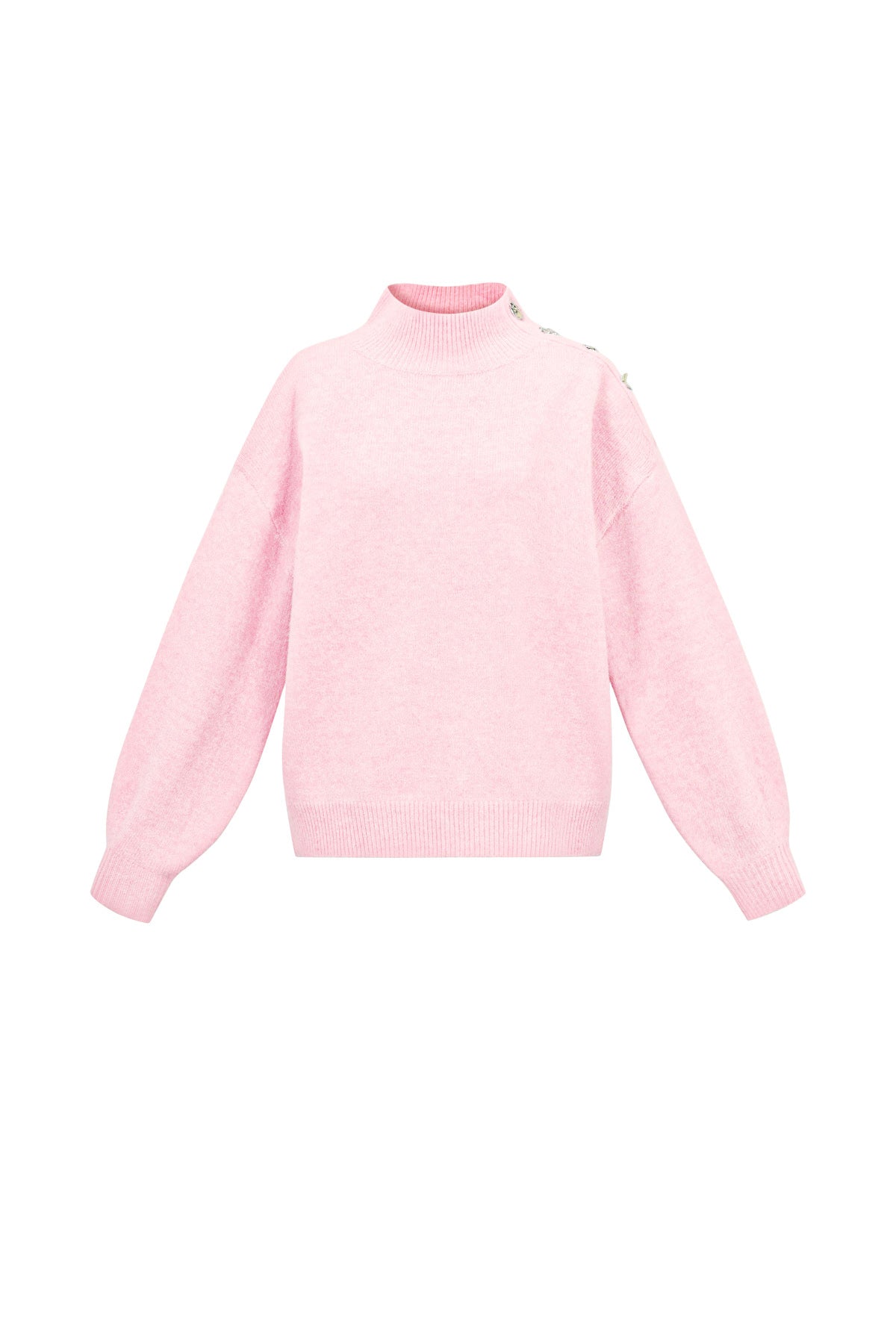 Nina Rollkragenpullover – Knöpfe in Hellrosa – Produktansicht (4)