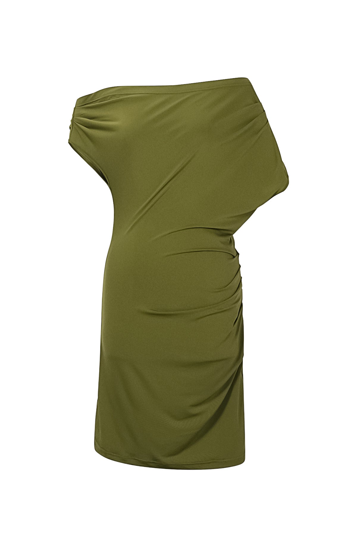 Juliette One-Shoulder-Kleid in Olivgrün – Produktansicht (3)
