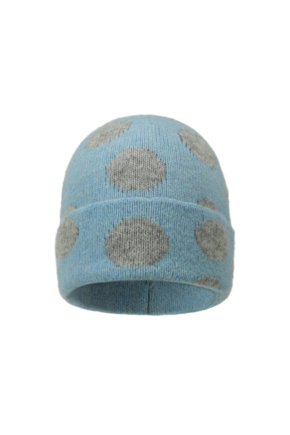 Lara Beanie – Punkte in Hellblau – Produktansicht (3)