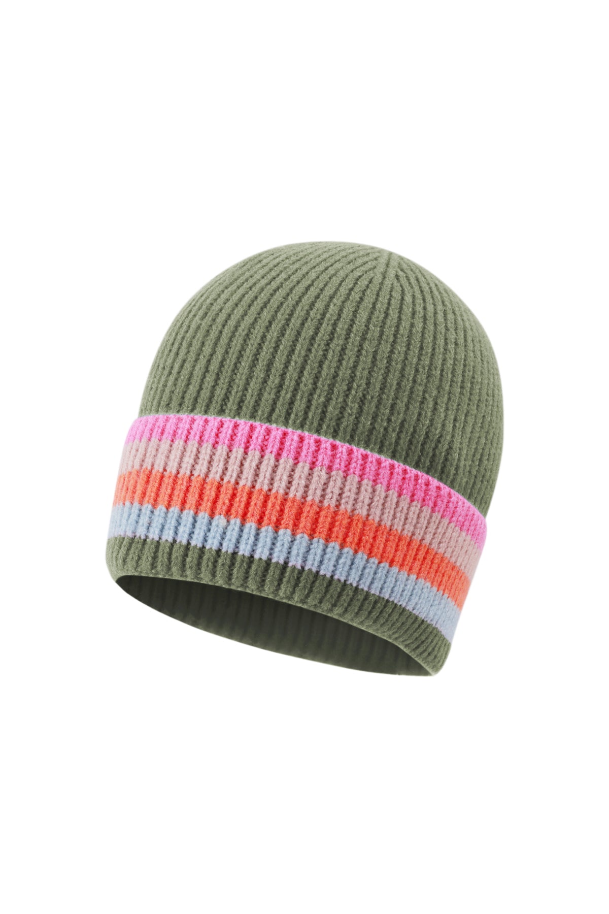 Valentina Beanie – Ringel in Olivgrün – Produktansicht (3)