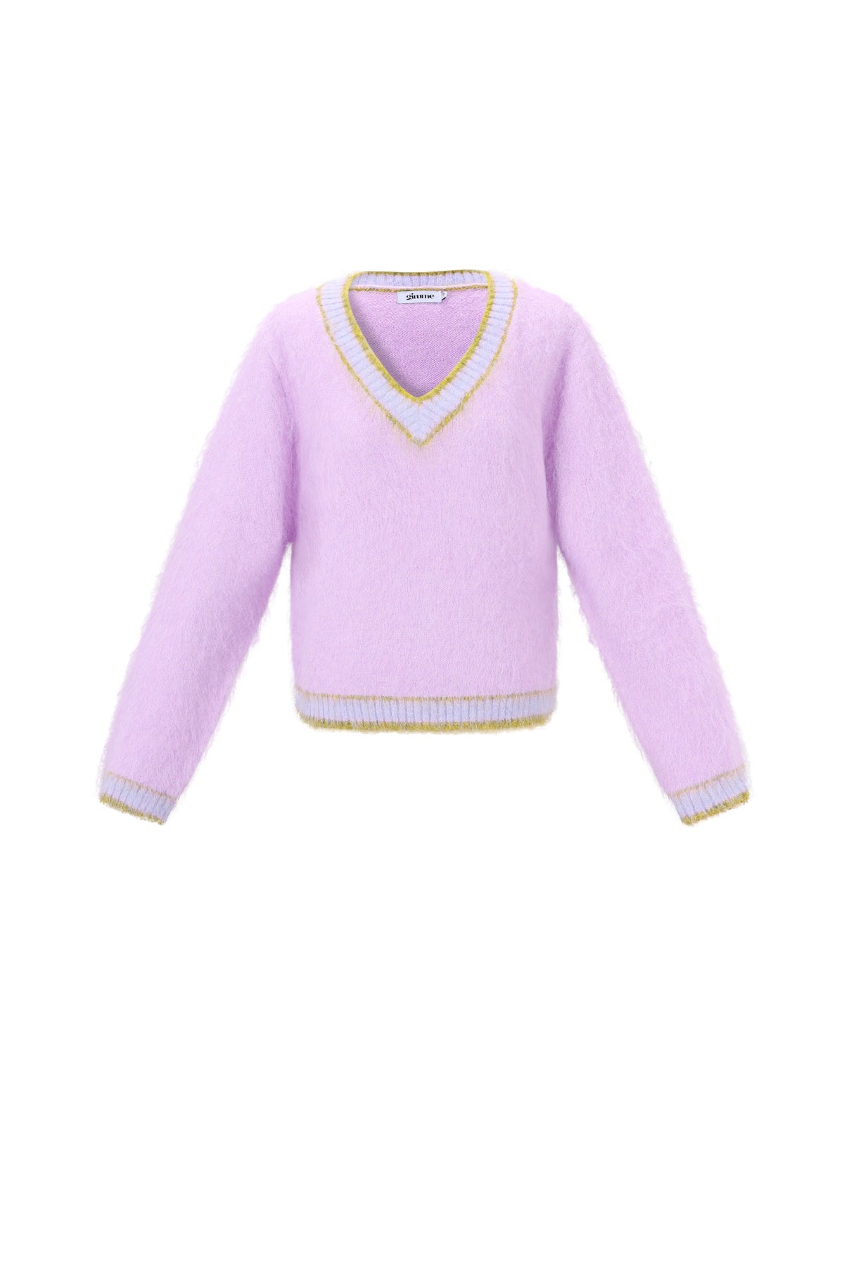 Anni V-Pullover – Kontrast in Flieder – Produktansicht (2)