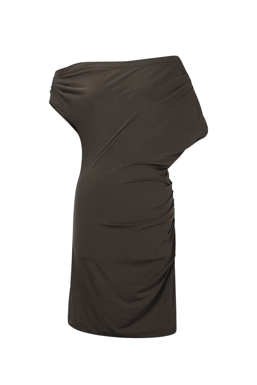 Juliette One-Shoulder-Kleid in Dunkelbraun – Produktansicht